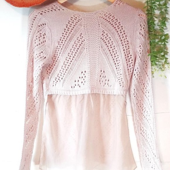 🌸Host Pick🌸🌿DEX Vintage Knit Sheer Sweater. Light Brown. Small - Picture 5 of 5